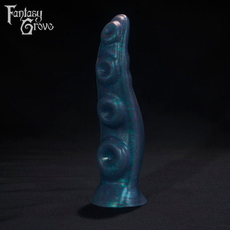 A Fantasy Grove sex toy on a black background with a logo in the upper left corner
