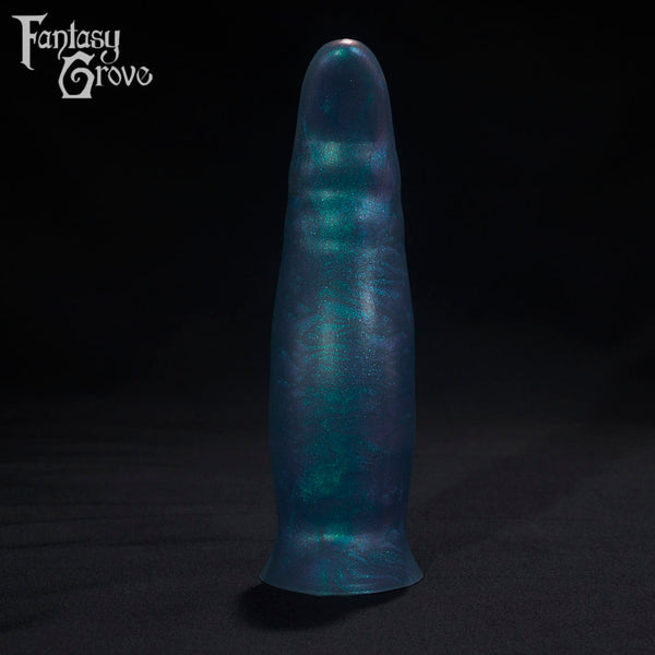 A Fantasy Grove sex toy on a black background with a logo in the upper left corner