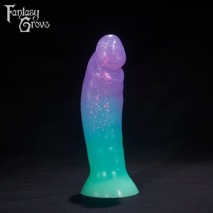 A Fantasy Grove sex toy on a black background with a logo in the upper left corner