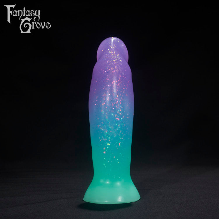 A Fantasy Grove sex toy on a black background with a logo in the upper left corner