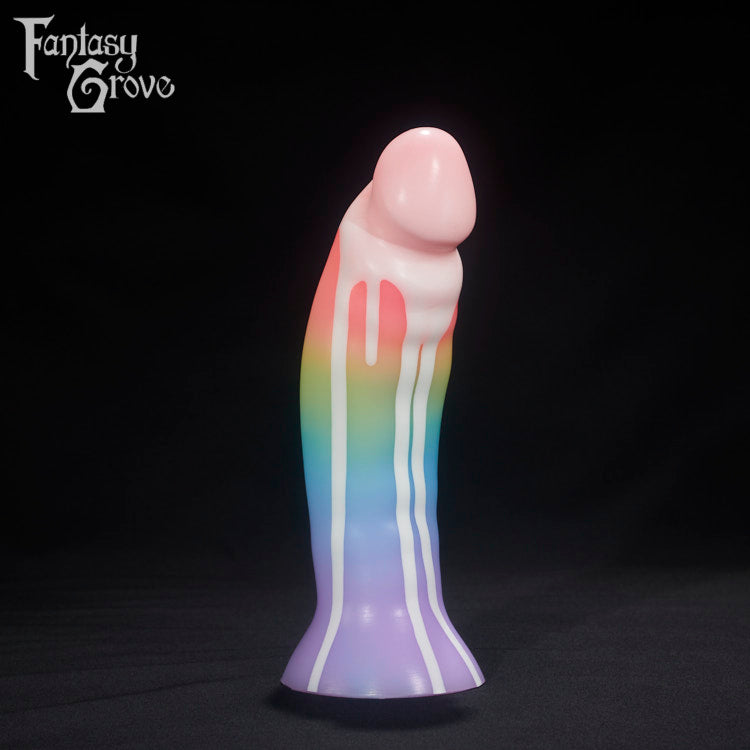 A Fantasy Grove sex toy on a black background with a logo in the upper left corner