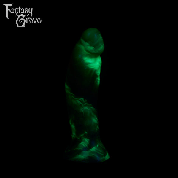 A fantasy sex toy on a black background with the Fantasy Grove logo in the upper left corner