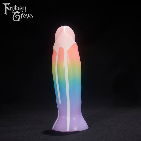 A Fantasy Grove sex toy on a black background with a logo in the upper left corner