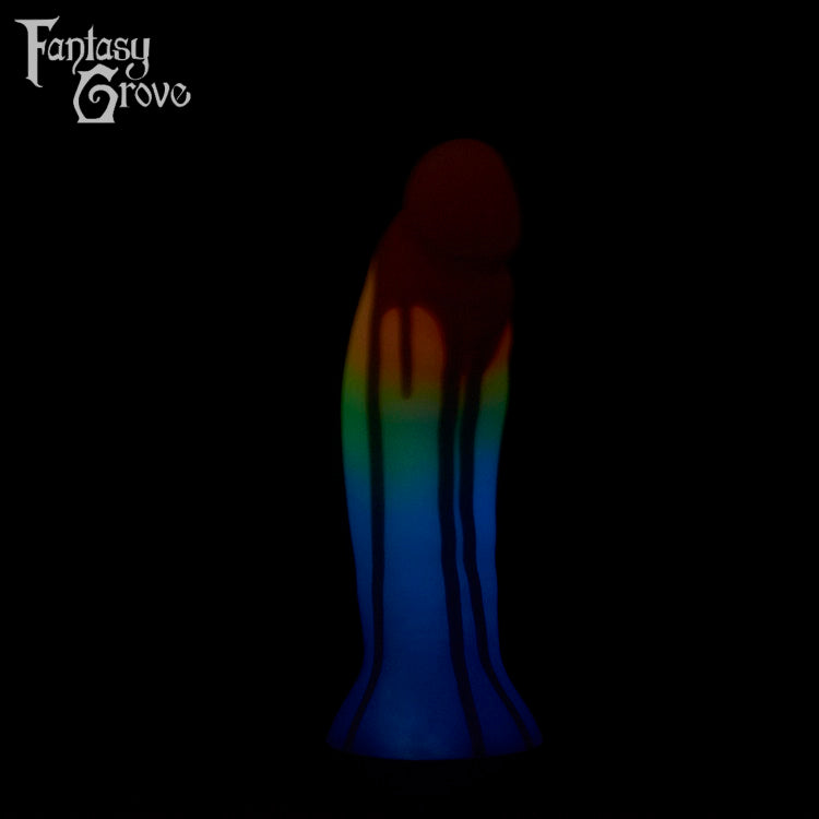 A Fantasy Grove sex toy on a black background with a logo in the upper left corner