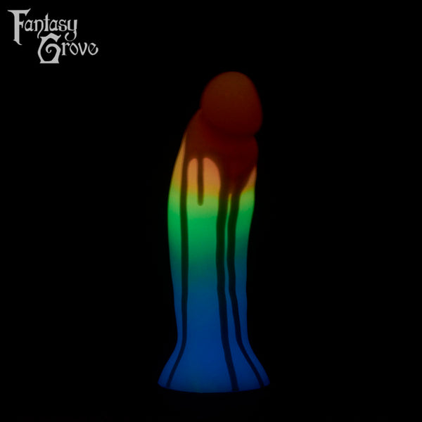 A Fantasy Grove sex toy on a black background with a logo in the upper left corner