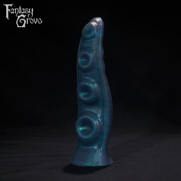 A Fantasy Grove sex toy on a black background with a logo in the upper left corner