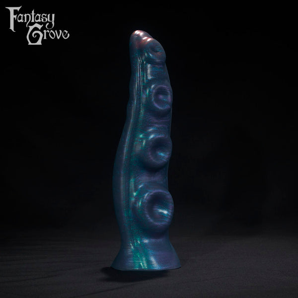 A Fantasy Grove sex toy on a black background with a logo in the upper left corner