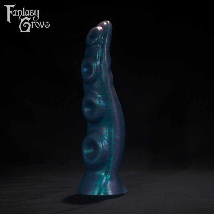 A Fantasy Grove sex toy on a black background with a logo in the upper left corner