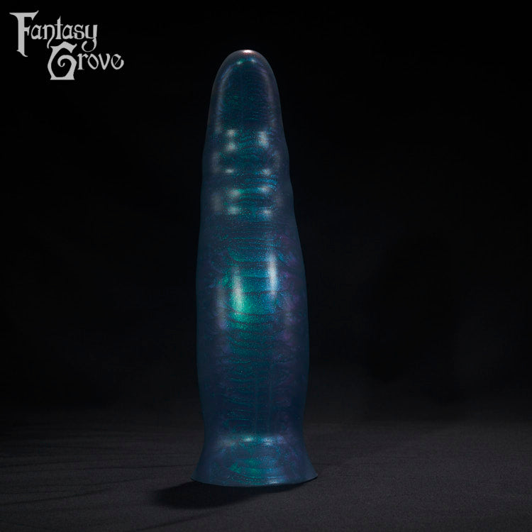 A Fantasy Grove sex toy on a black background with a logo in the upper left corner