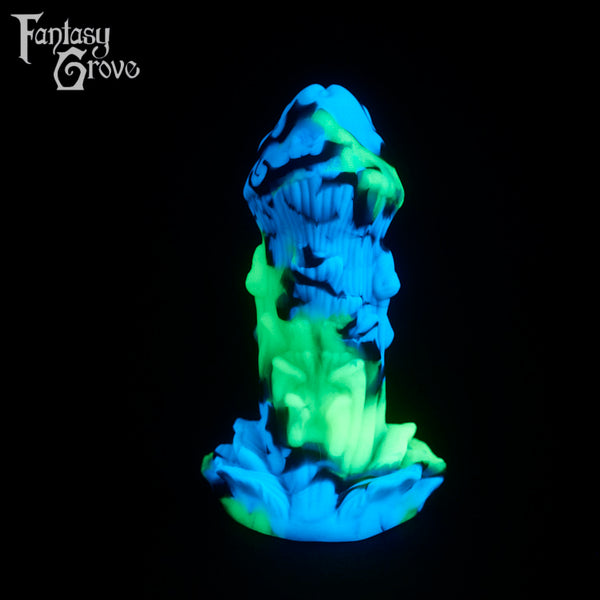 A fantasy sex toy on a black background with the Fantasy Grove logo in the upper left corner