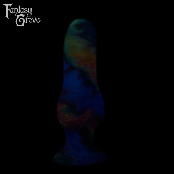 A fantasy sex toy on a black background with the Fantasy Grove logo in the upper left corner