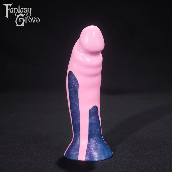 A fantasy sex toy on a black background with the Fantasy Grove logo in the upper left corner 