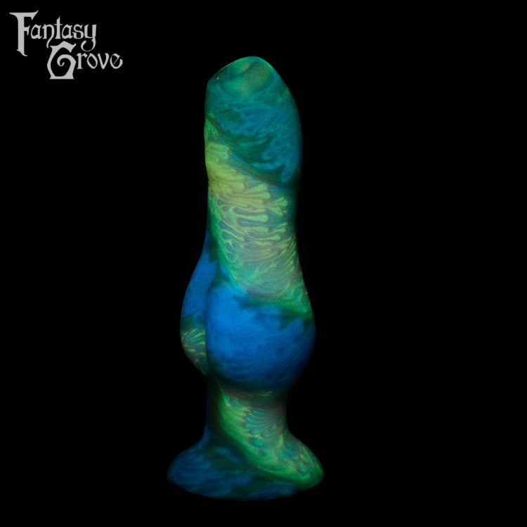A fantasy sex toy on a black background with the Fantasy Grove logo in the upper left corner