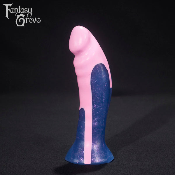 A fantasy sex toy on a black background with the Fantasy Grove logo in the upper left corner 