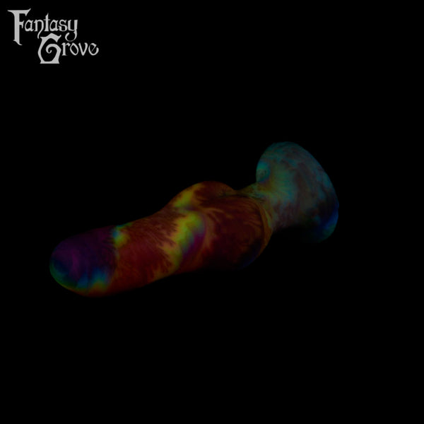A fantasy sex toy on a black background with the Fantasy Grove logo in the upper left corner