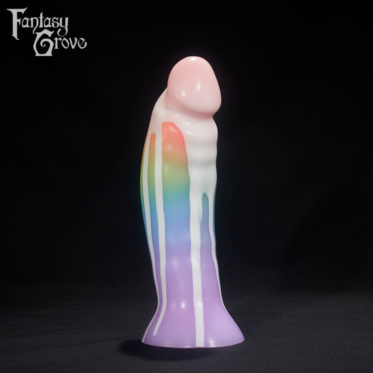 A Fantasy Grove sex toy on a black background with a logo in the upper left corner