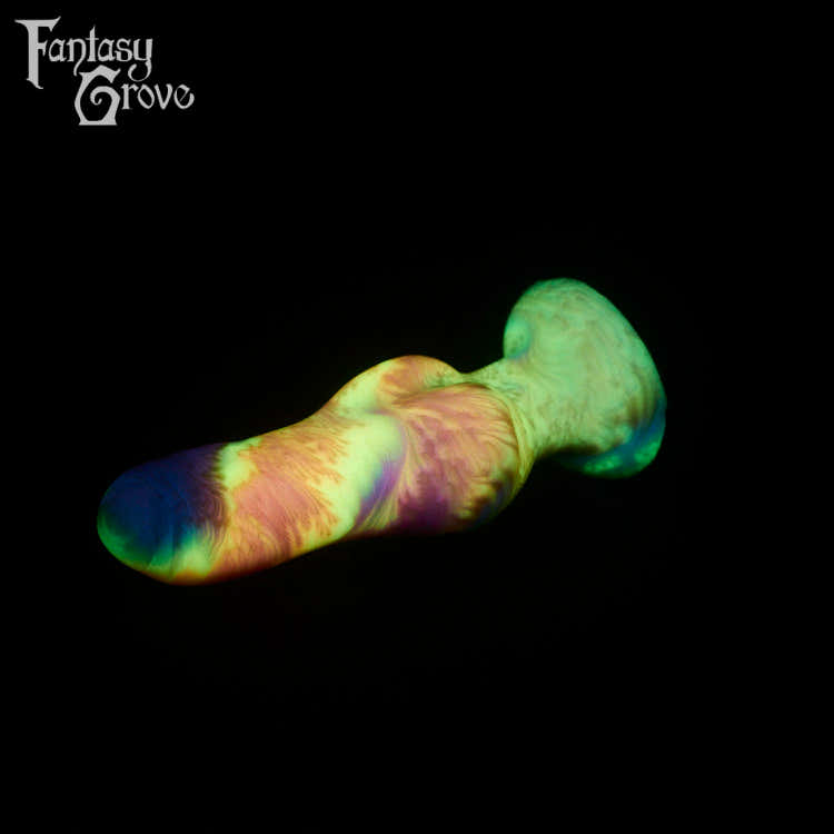 A fantasy sex toy on a black background with the Fantasy Grove logo in the upper left corner