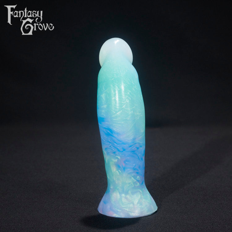 A fantasy sex toy on a black background with the Fantasy Grove logo in the upper left corner 