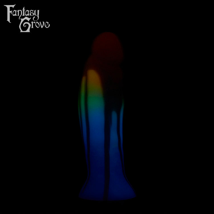 A Fantasy Grove sex toy on a black background with a logo in the upper left corner
