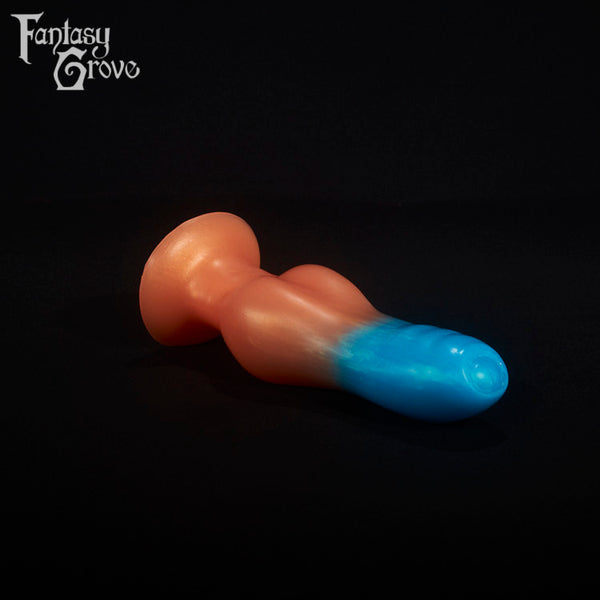 A fantasy sex toy on a black background with the Fantasy Grove logo in the upper left corner
