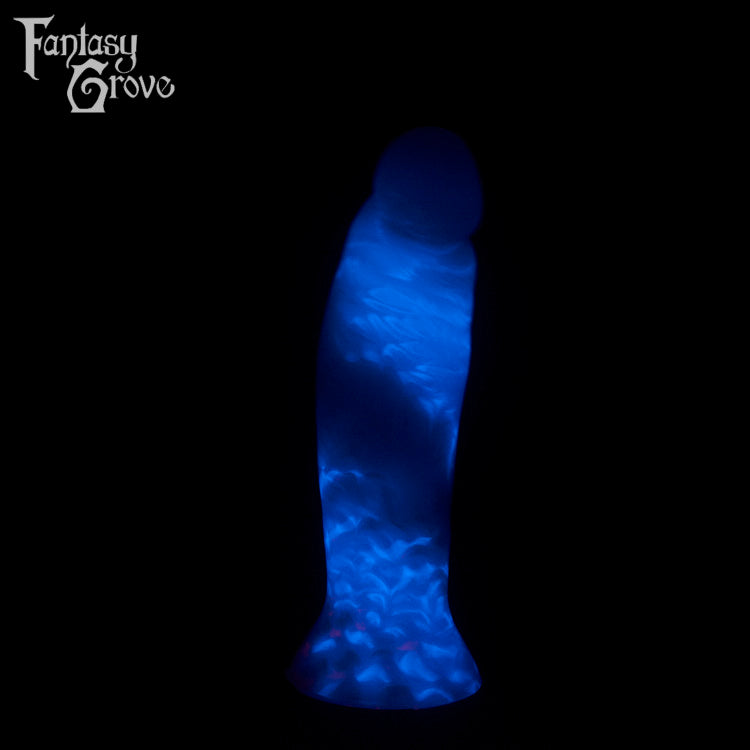 A fantasy sex toy on a black background with the Fantasy Grove logo in the upper left corner 