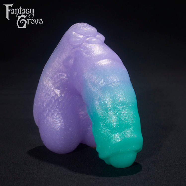 A Fantasy Grove sex toy on a black background with a logo in the upper left corner