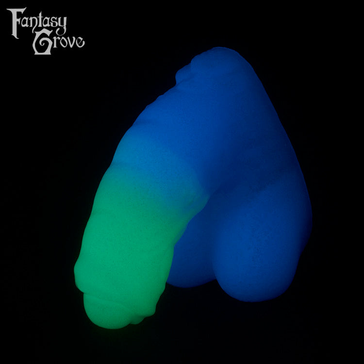 A Fantasy Grove sex toy on a black background with a logo in the upper left corner