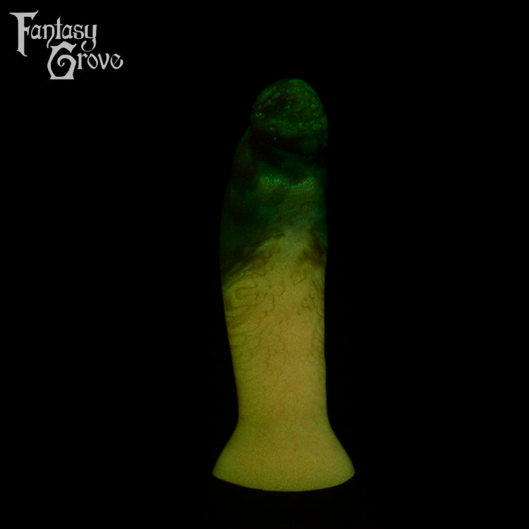 A fantasy sex toy on a black background with the Fantasy Grove logo in the upper left corner 