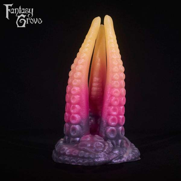 A fantasy sex toy on a black background with the Fantasy Grove logo in the upper left corner