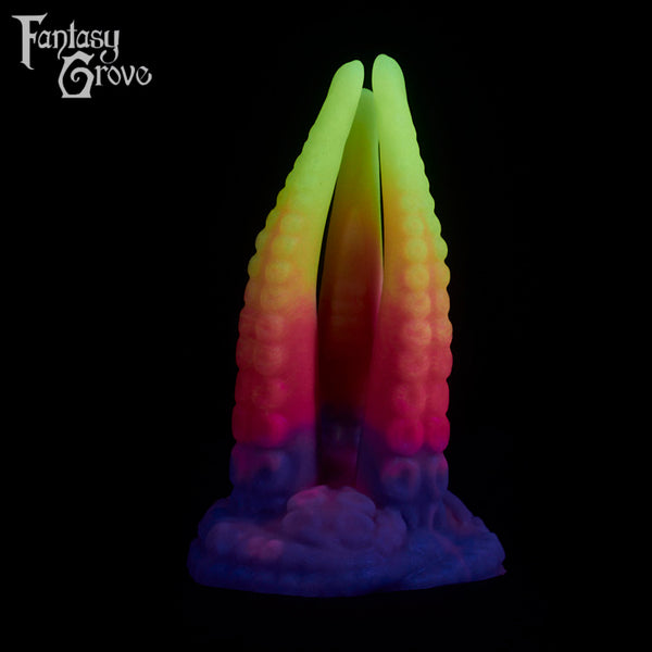 A fantasy sex toy on a black background with the Fantasy Grove logo in the upper left corner