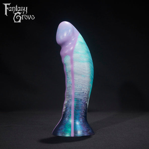 A fantasy sex toy on a black background with the Fantasy Grove logo in the upper left corner 