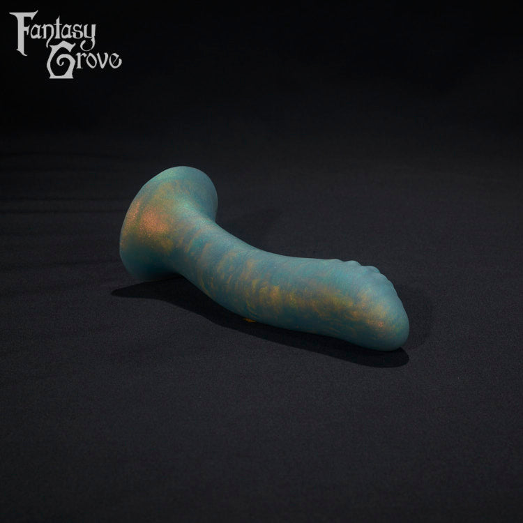 A Fantasy Grove sex toy on a black background with a logo in the upper left corner