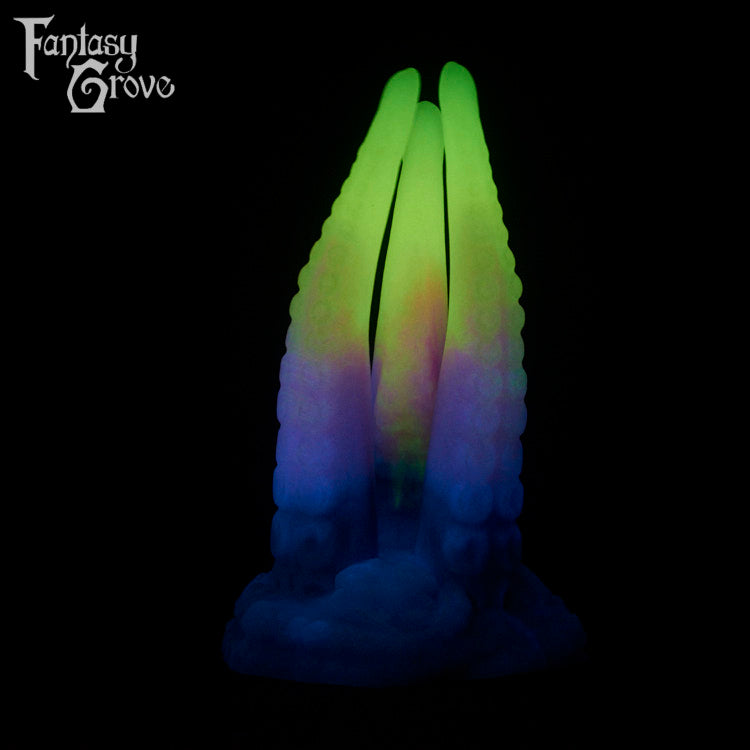 A fantasy sex toy on a black background with the Fantasy Grove logo in the upper left corner