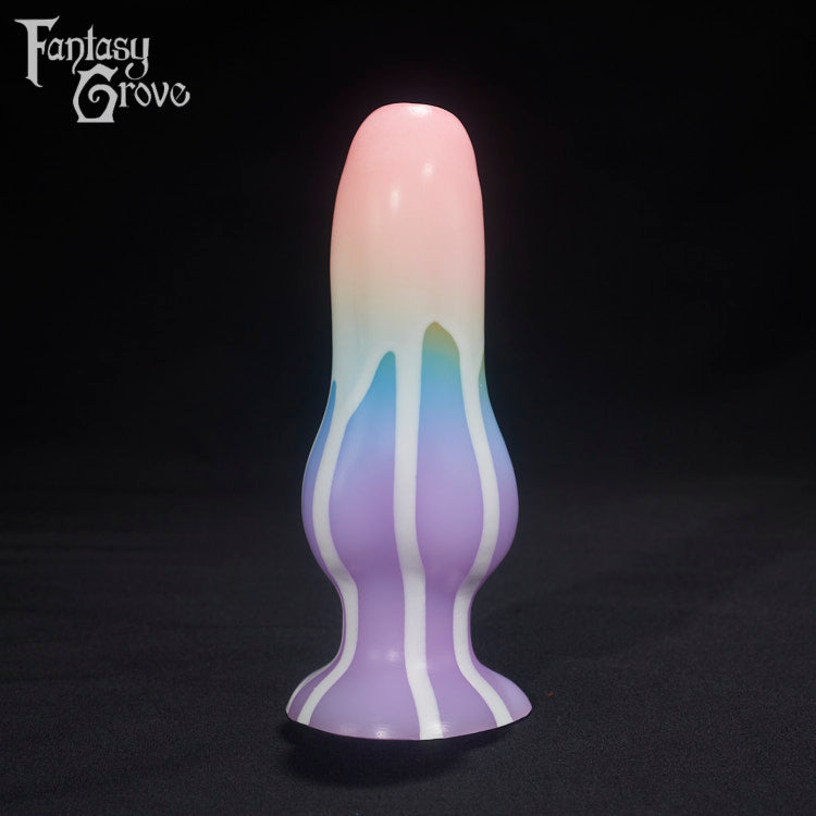 A Fantasy Grove sex toy on a black background with a logo in the upper left corner