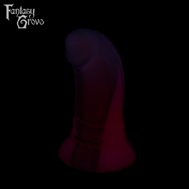A Fantasy Grove sex toy on a black background with a logo in the upper left corner