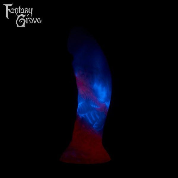 A fantasy sex toy on a black background with the Fantasy Grove logo in the upper left corner 