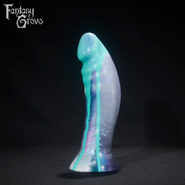 A fantasy sex toy on a black background with the Fantasy Grove logo in the upper left corner 