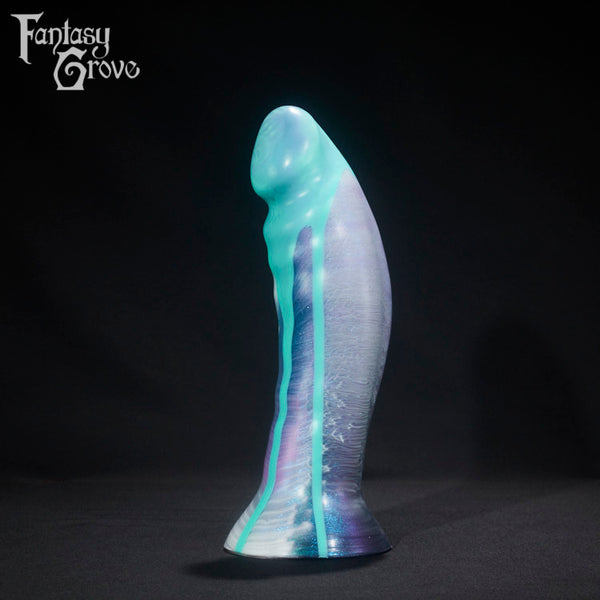 A fantasy sex toy on a black background with the Fantasy Grove logo in the upper left corner 