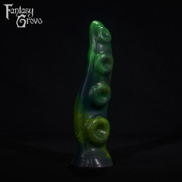 A fantasy sex toy on a black background with the Fantasy Grove logo in the upper left corner