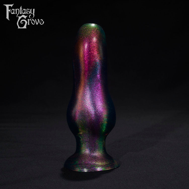 A Fantasy Grove sex toy on a black background with a logo in the upper left corner