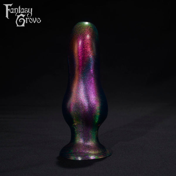 A Fantasy Grove sex toy on a black background with a logo in the upper left corner