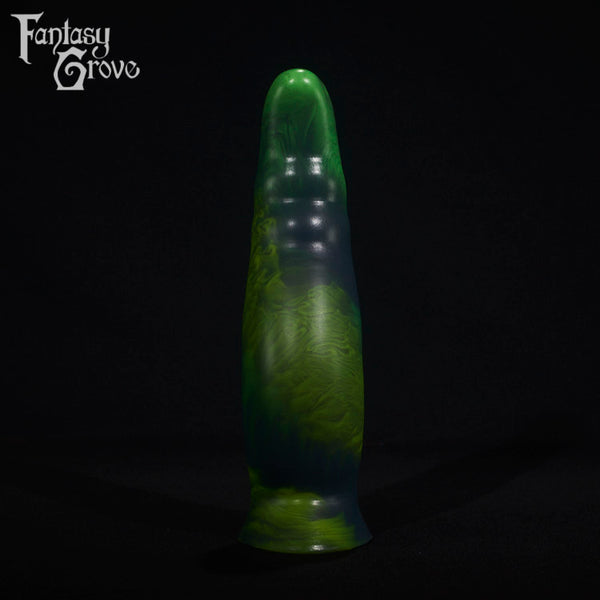 A fantasy sex toy on a black background with the Fantasy Grove logo in the upper left corner