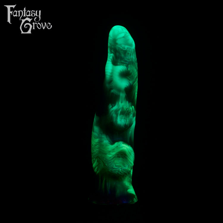 A fantasy sex toy on a black background with the Fantasy Grove logo in the upper left corner