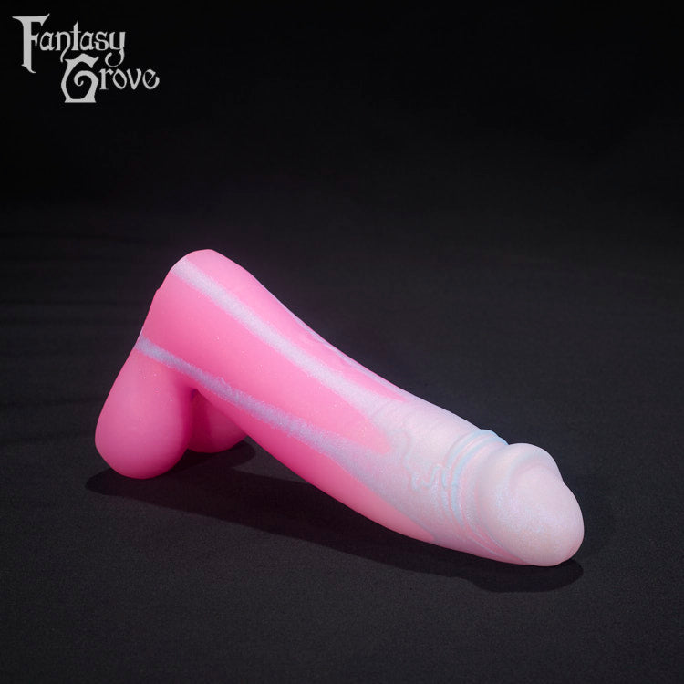 A Fantasy Grove sex toy on a black background with a logo in the upper left corner