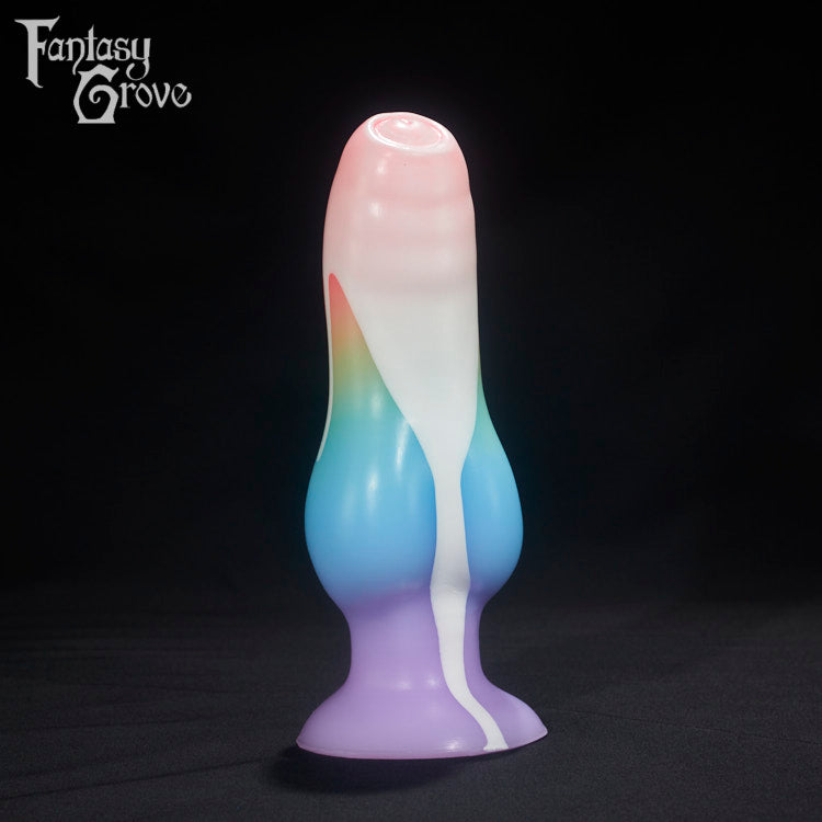 A Fantasy Grove sex toy on a black background with a logo in the upper left corner