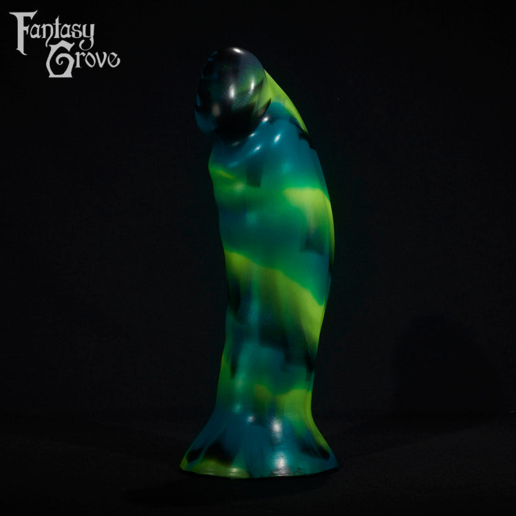 A fantasy sex toy on a black background with the Fantasy Grove logo in the upper left corner