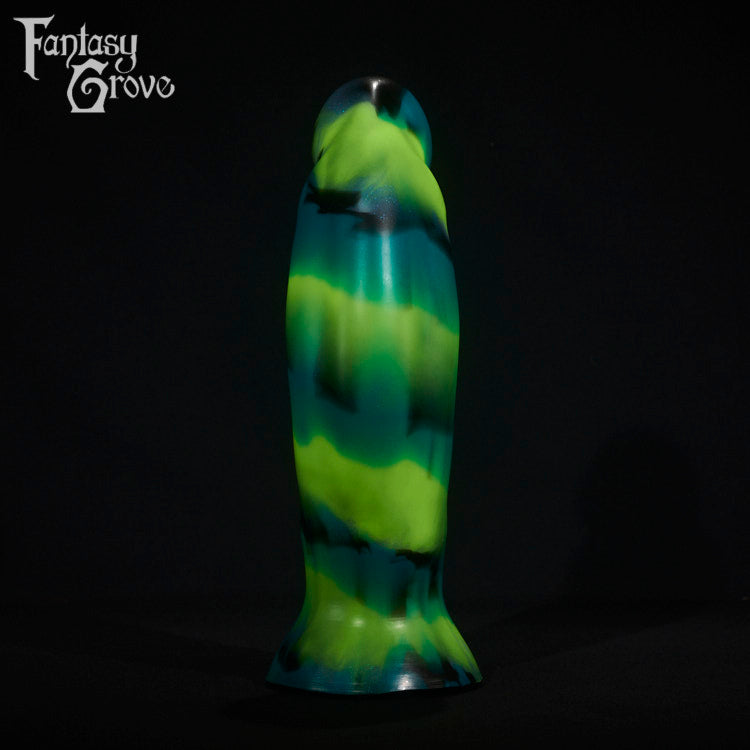 A fantasy sex toy on a black background with the Fantasy Grove logo in the upper left corner