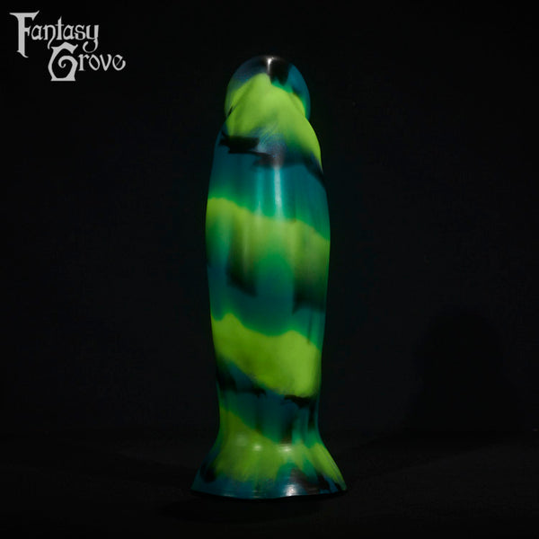 A fantasy sex toy on a black background with the Fantasy Grove logo in the upper left corner