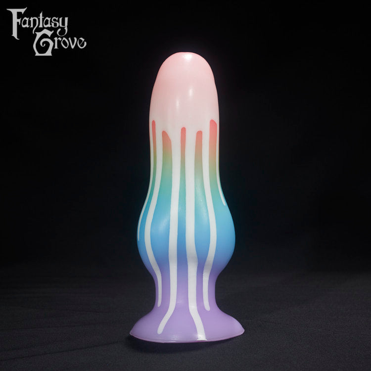 A Fantasy Grove sex toy on a black background with a logo in the upper left corner
