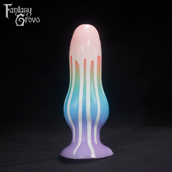 A Fantasy Grove sex toy on a black background with a logo in the upper left corner